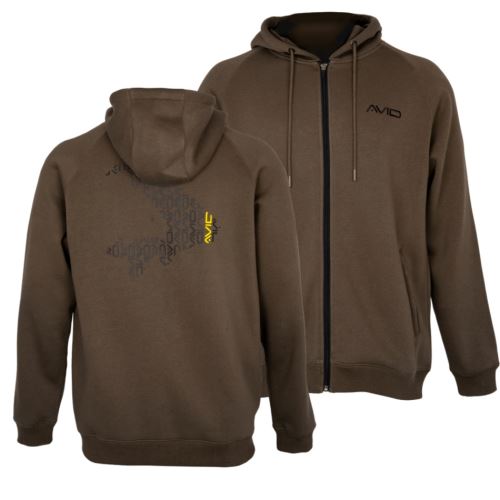 Avid Carp Mikina Compound Zip Hoodie Brown