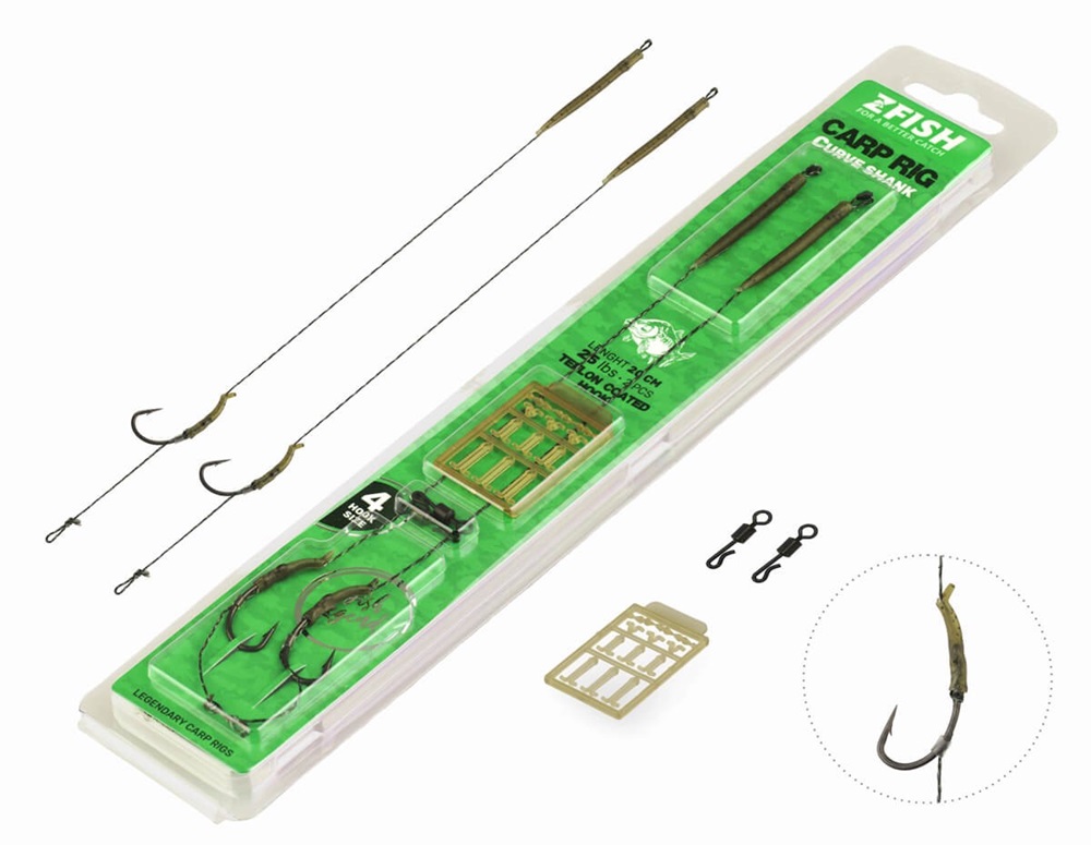 Zfish náväzec curve shank carp rig 20 cm - veľkosť háčika 4