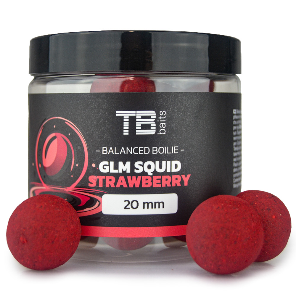 Tb baits vyvážené boilie balanced + atraktor glm squid strawberry 100 g - 24 mm