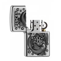 Zippo Benzínový Zapaľovač Pisces Zodiac emblem 25548 (1)