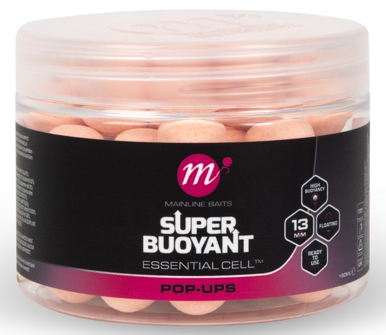 Mainline plávajúce boilie super buoyant pop-ups essential cell 150 ml 13 mm - pink