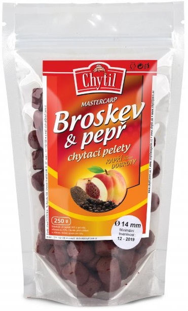 Chytil chytacie pelety s dierkou 250 g - príchuť broskyňa/ korenie - priemer 14 mm