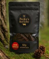 Perky´s Jerky Sušené Hovädzie Mäso Beef Chipsy Čabajka (Wood Smoked) 50 g Perky´s Jerky Sušené Hovädzie Mäso Beef Chipsy Čabajka (Wood Smoked) 50 g