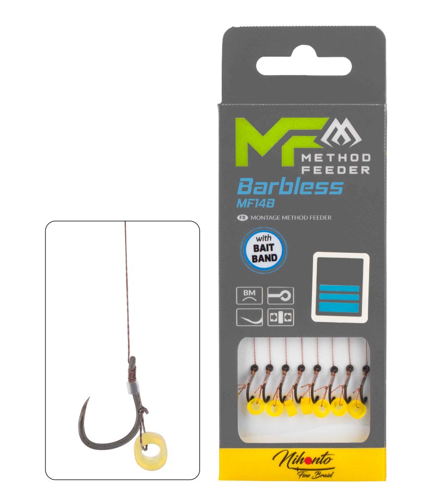 Mikado nadväzec feederový mf14 braided s gumkou barbless 8 ks 10 cm - 0,16 mm veľ. 6