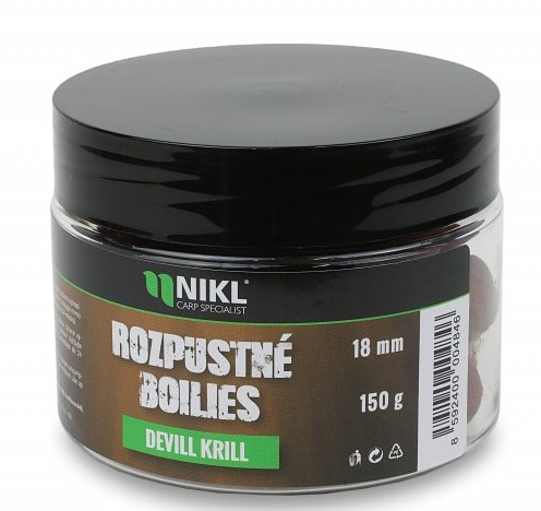 Nikl rozpustné boilies devill krill 150 g - 14 mm