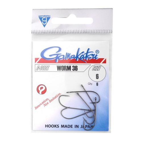 Gamakatsu Háčiky Hook Worm 36  /0 (SPR) (Black) - Veľkosť 1/0