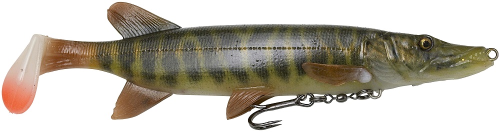 Savage gear gumová nástraha 4d pike shad ss striped pike - 20 cm 65 g