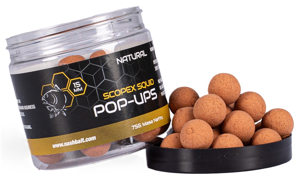 Nash plávajúce boilie pop ups scopex squid natural 75 g - 20 mm