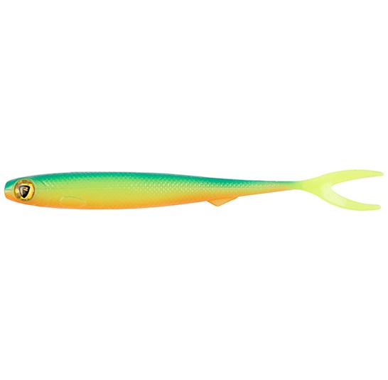 Fox rage gumová nástraha slick finesse super soft uv blue back chartreuse - 16 cm