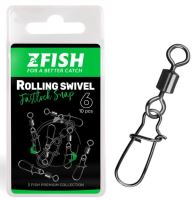 Zfish Obratlík s Karabínou Rolling Swivel & Fastlock Snap 10 ks - Veľkosť 12 Nosnosť 18 kg