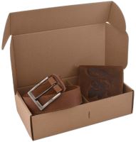 Mercucio Rybársky Darčekový Set Pstruh - Pánska Peňaženka a Kožený Opasok Svetlý Šitý