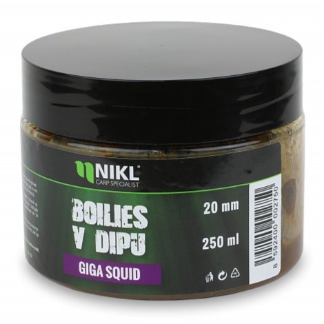 Nikl boilies v dipe giga squid 250 g - 20 mm