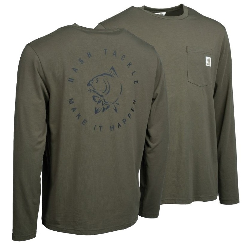 E-shop Nash tričko make it happen carp logo long sleeve t-shirt green - xxl