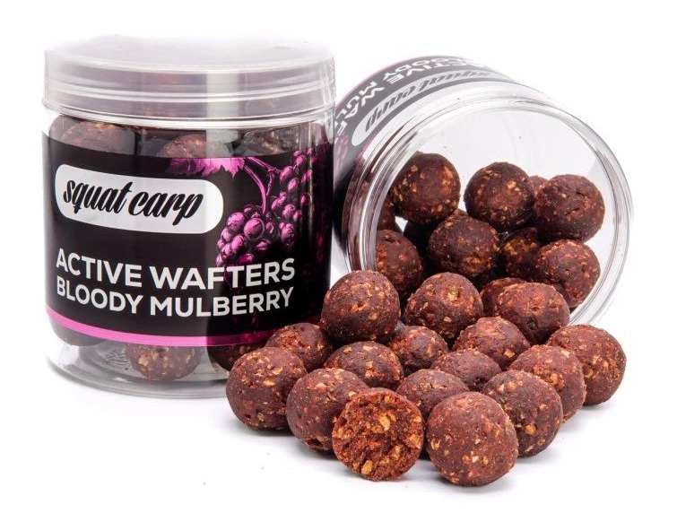 Squat carp vyvážené boilies active wafters bloody mulberry - 150 g 20 mm