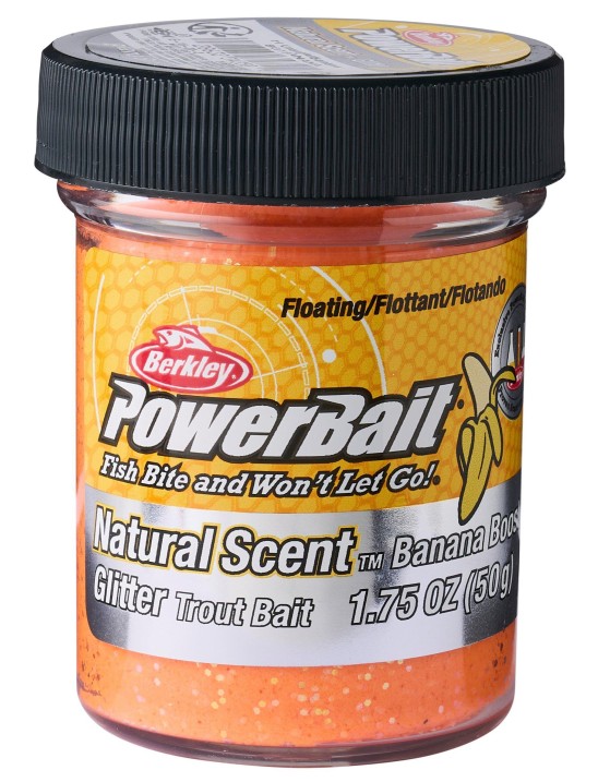 Berkley cesto na pstruhy natural glitter troutbait banana 50 g - fluo oranžová