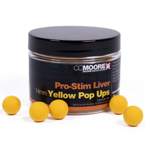 CC Moore Plávajúce Boilie Pro-Stim Liver Yellow Pop Ups 14 mm 45 ks