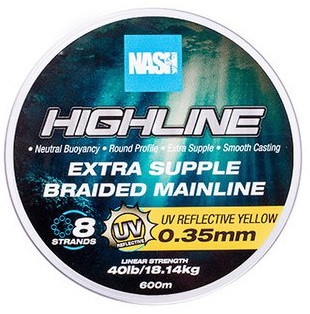 Nash splietaná šnúra highline extra supple braid uv yellow 600 m - 0,35 mm 18,14 kg