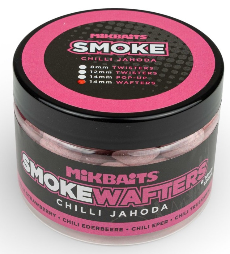 Mikbaits vyvážené boilie smoke wafters 14 mm 150 ml - chilli jahoda