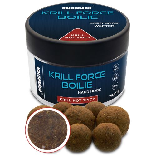 Haldorádo Tvrdené Boilie Krill Force Hard Hook Boilies Wafters 100 g 24/30 mm