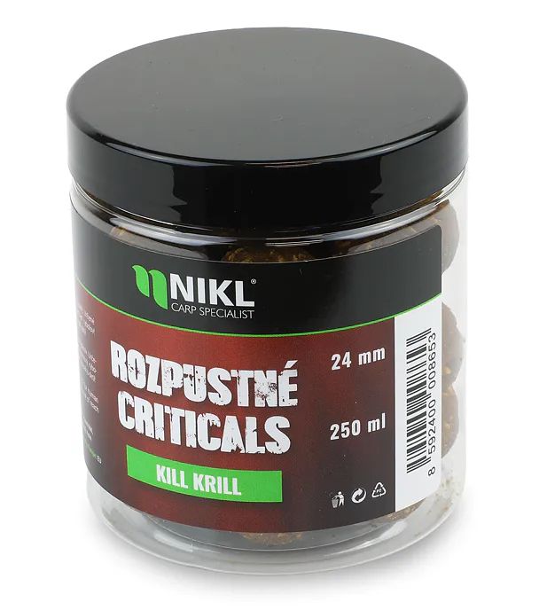 Nikl rozpustné criticals boilie kill krill 250 ml - 14 mm