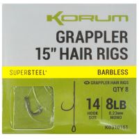 Korum Náväzec Grappler 15” Hair Rigs Barbless 38 cm - Veľkosť Háčika 14 Priemer 0,23 mm Nosnosť 8 lb