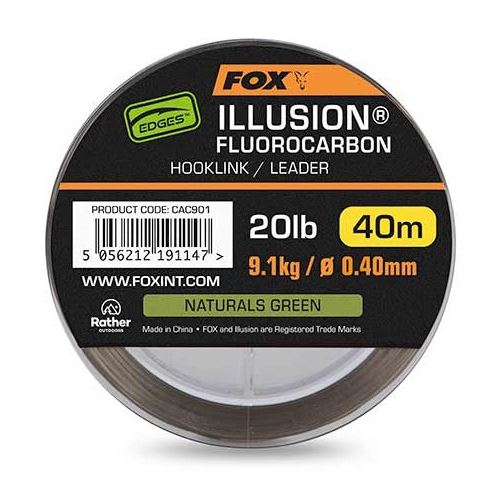 Fox Fluorocarbon Edges Illusion Hooklink/Leader Naturals Green 40 m