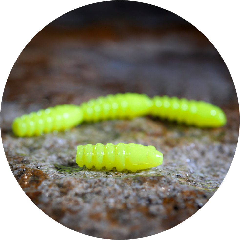 E-shop Redbass gumová nástraha trout grub signal yellow uv color - 3x16 mm