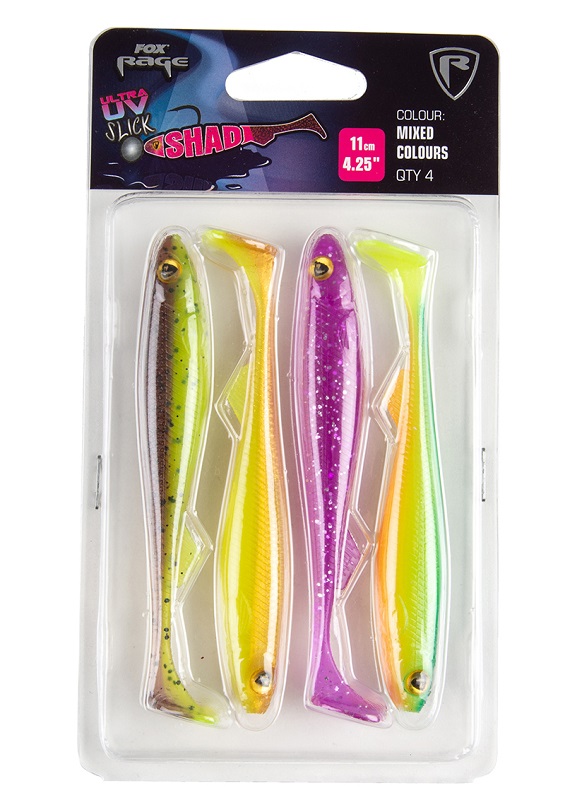 Fox rage gumová nástraha slick shad uv mixed colour packs 5 ks-dĺžka 7 cm