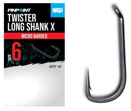 Nash háčiky twister long shank x micro barbed 10 ks - veľkosť 4