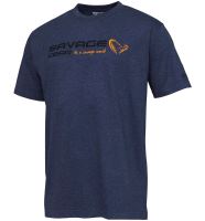 Savage Gear Tričko Signature Logo T Shirt Blue Melange Savage Gear Tričko Signature Logo T Shirt Blue Melange