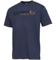 Savage Gear Tričko Signature Logo T Shirt Blue Melange - L