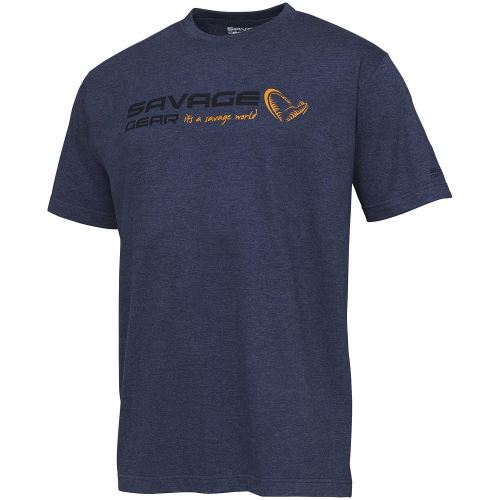 Savage Gear Tričko Signature Logo T Shirt Blue Melange