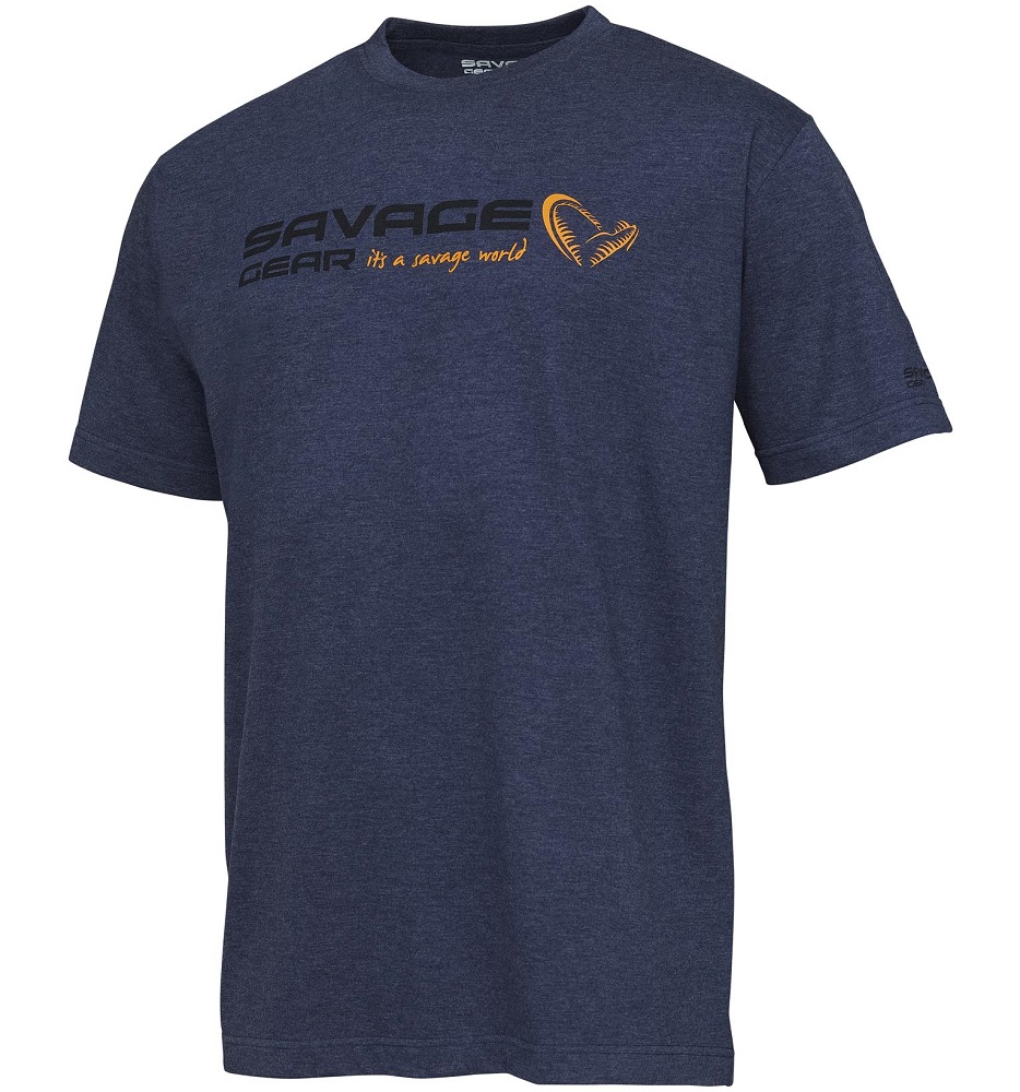 E-shop Savage gear tričko signature logo t shirt blue melange - l