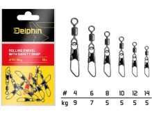 Delphin Karabínka S Obratlíkom Rolling Swivel With Safety Snap 10 ks