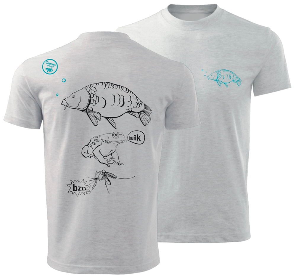 E-shop Giants fishing tričko detské kaprík šedé - 7-8 rokov