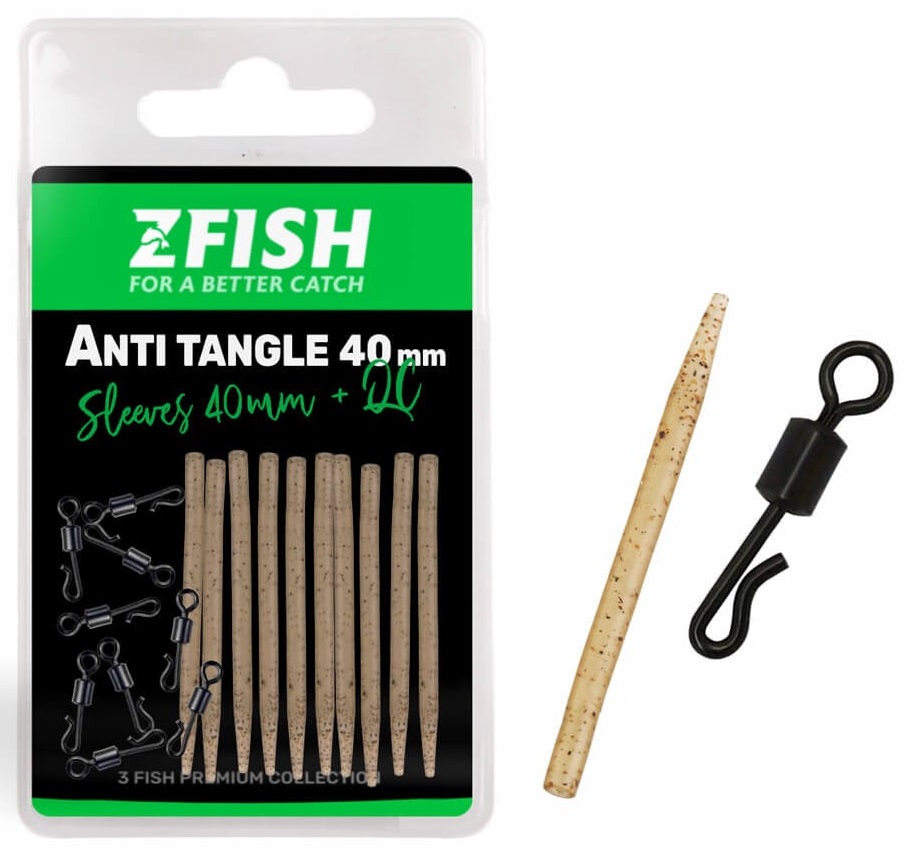 Zfish sada prevlekov anti tangle sleeves + obratlík qc veľ 8 10 ks - 40 mm