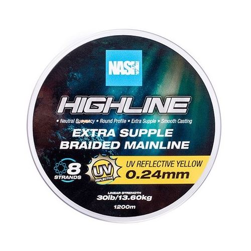Nash Splietaná Šnúra Highline Extra Supple Braid UV Yellow 1200 m
