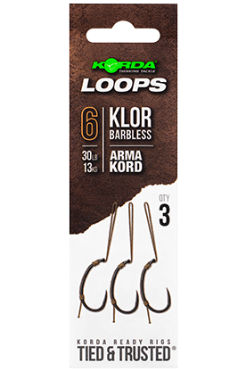 Korda hotové montáže loop rigs klor barbless - háčik 6 nosnosť 30 lb