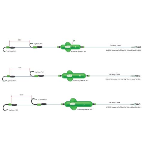 Madcat Náväzec Screaming Profi River Rigs Worm and Squid