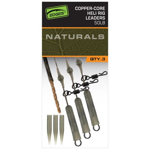 Fox Montáž Edges Naturals Copper Core Power Grip Lead Clip Leaders 3 ks