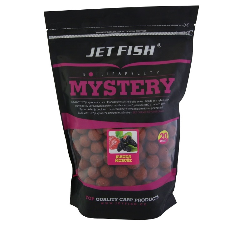 Jet fish boilie mystery jahoda moruša - 1 kg 24 mm