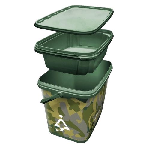 Bait-Tech Vedro 8L Square Camo Bucket With Insert Tray