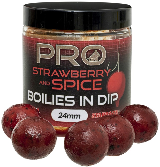 E-shop Starbaits boilies in dip probiotic strawberry spice 150 g - 24 mm
