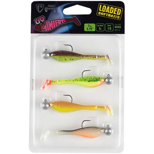 Fox Rage Gumová Nástraha Mini Fry 4 Mixed UV Color Pack Loaded 7 cm 5 g 1/0 hlava