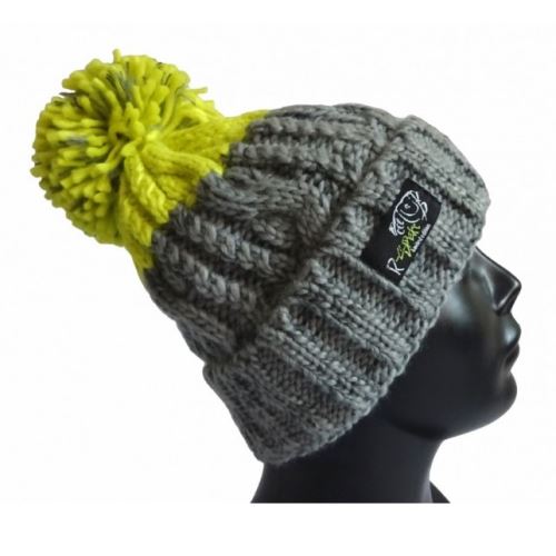 R-spekt Čiapka Maxi PomPom Beanie Šedý Citron