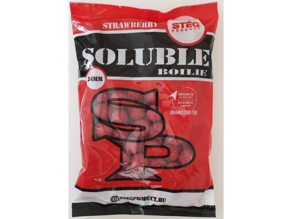 Stég rozpustné boilie soluble boilie 1 kg 24 mm - strawberry