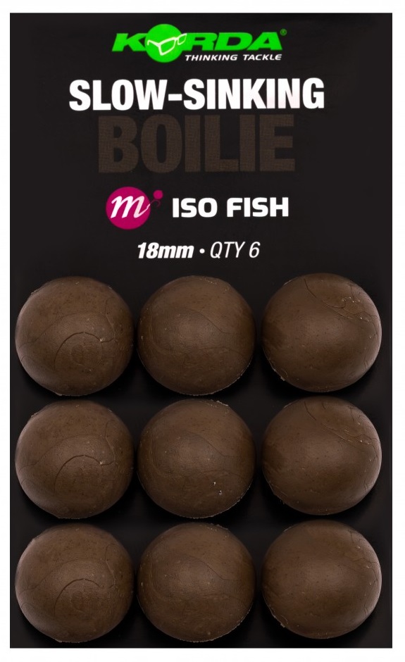 Korda umelé boilie slow sinking boilie iso fish 9 ks - 18 mm