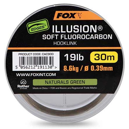 Fox fluorocarbon edges illusion soft hooklink naturals green 30 m - 0,39 mm 8,6 kg