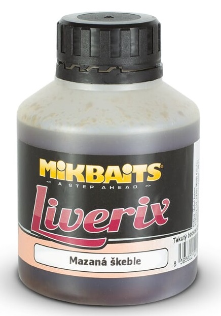 Mikbaits booster liverix mazaná škeble 250 ml